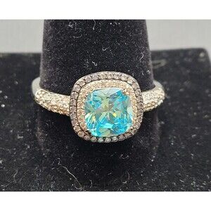 Blue Topaz Sapphire & Silver Cocktail Ring